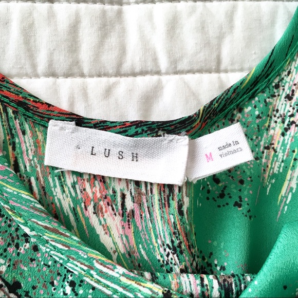 Lush Dress Sz Medium Green print, Sleeveless - Picture 6 of 8